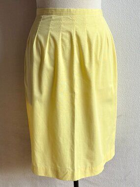 1960s Pastel Yellow Cotton Pencil Skirt 27 Waist